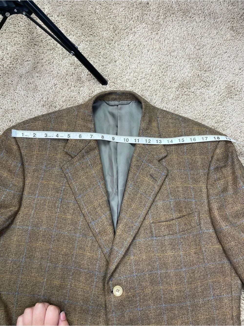 Hickey Freeman Brown Plaid Wool Sport Coat